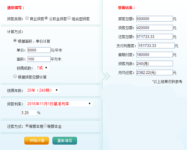 房贷器在线计算_房贷计算器使用说明_房贷计算器工具