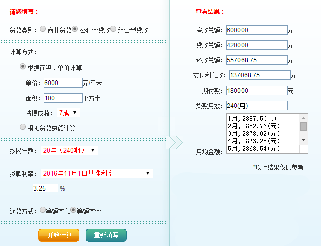 房贷器在线计算_房贷计算器使用说明_房贷计算器工具